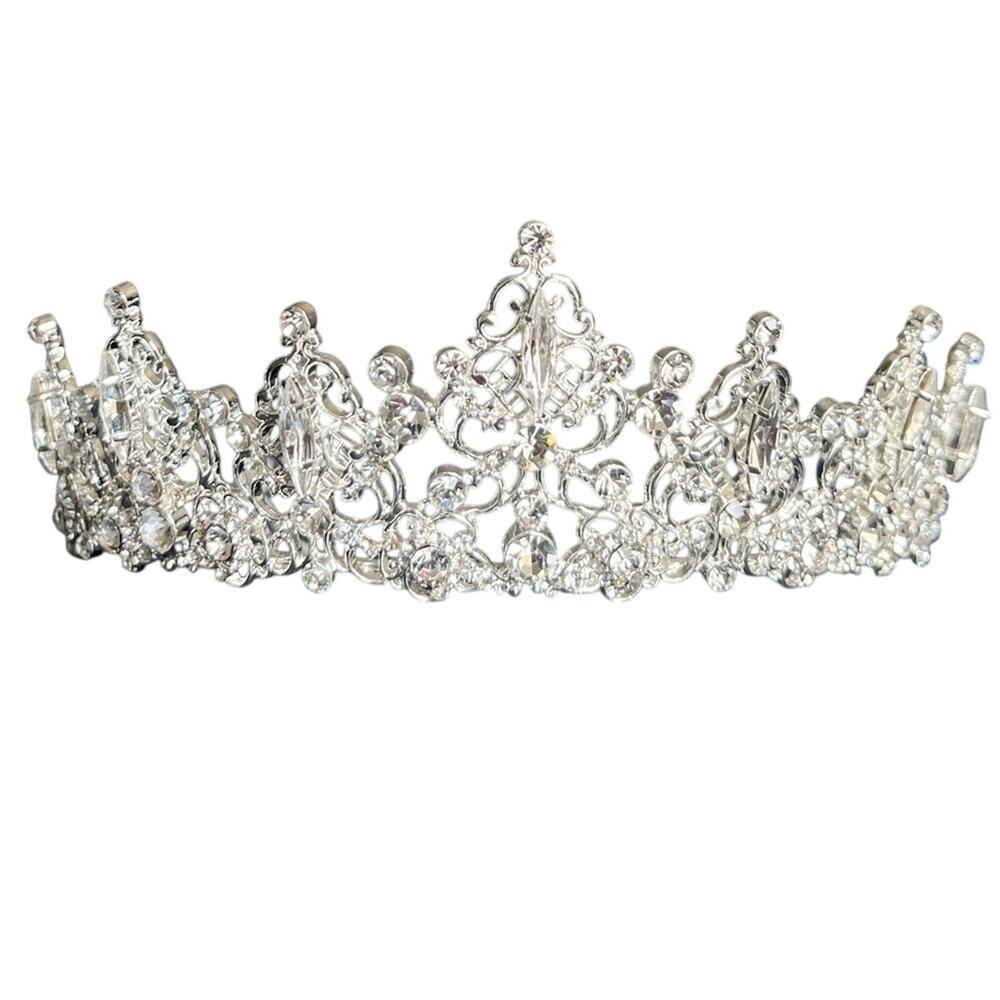 EN VOGUE BRIDAL Rhinestone Tiara T2006 Rhodium Plated Wedding Crown - Picture 2 of 6